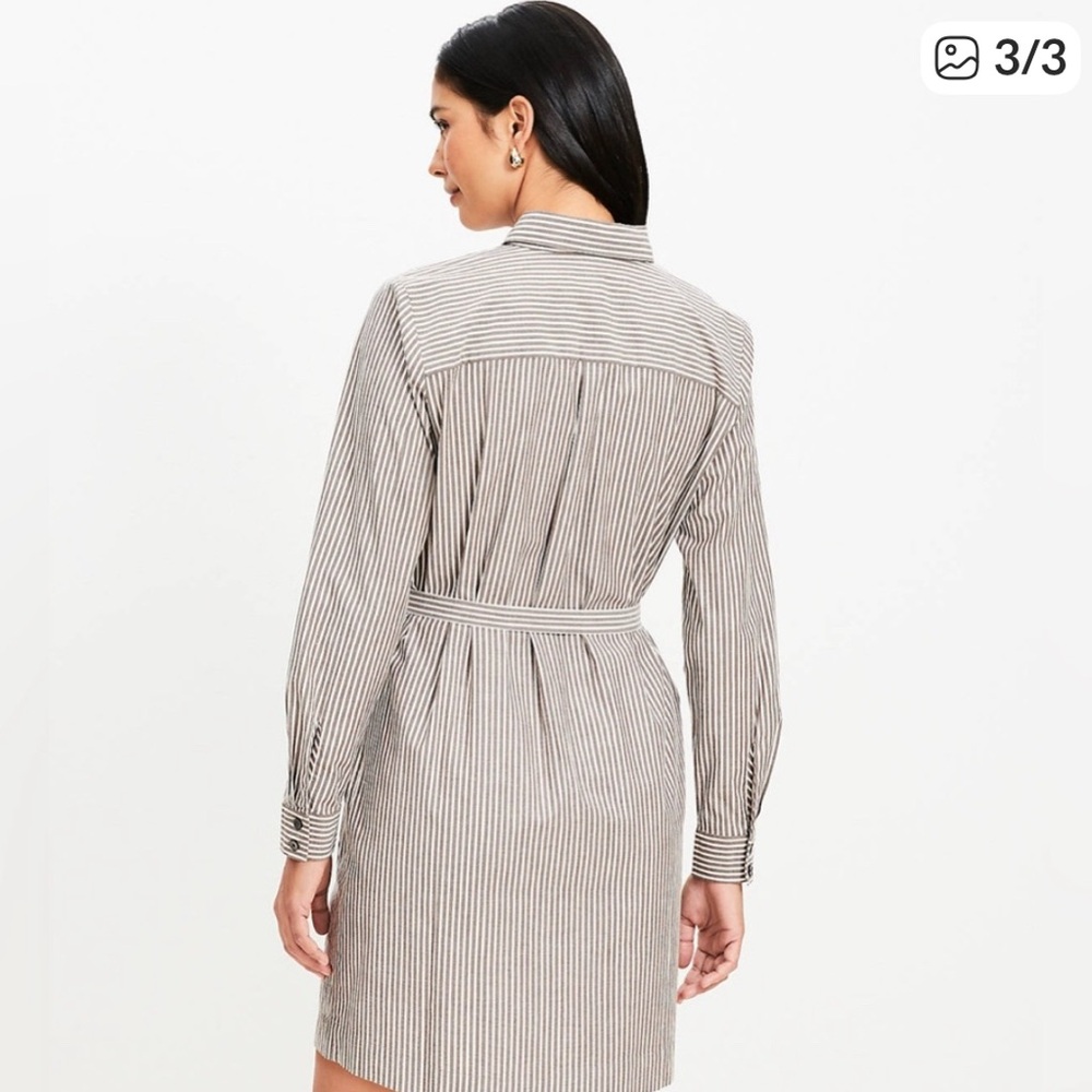 NWT LOFT Striped Belted Shirtdress - Picture 3 of 3